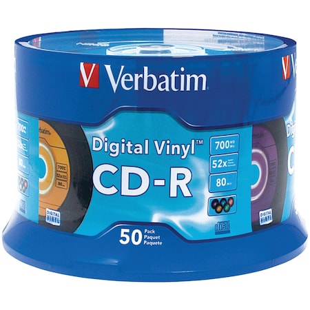 VERBATIM Digital 700MB 80-Minute Vinyl CD-R with 50pcs Spindle 94587